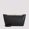 Giorgio Armani Logo-engraved Frame Clutch Bag In Black