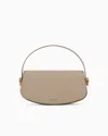 Giorgio Armani Womens  Foiled-branding Leather Top-handle Bag In Beige