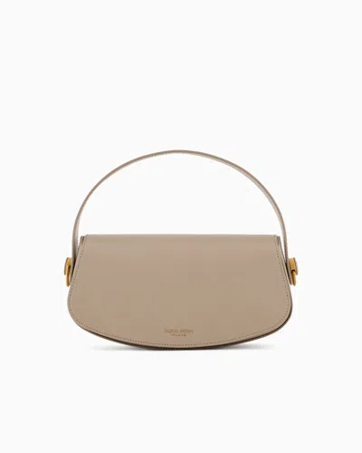 Giorgio Armani Womens  Foiled-branding Leather Top-handle Bag In Beige