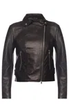 Giorgio Armani Leather Jacket In Nero