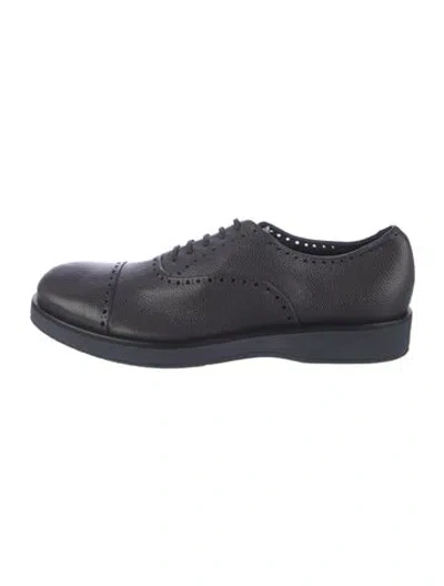 Pre-owned Giorgio Armani Leather Lasercut Accents Brogues In Blue