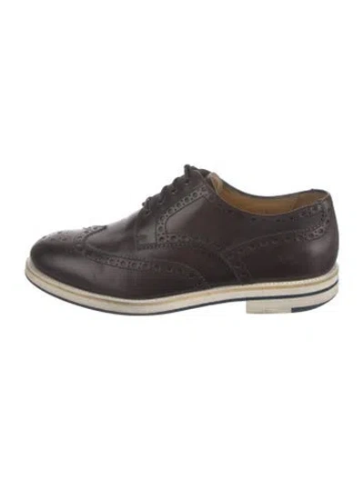 Pre-owned Giorgio Armani Leather Lasercut Accents Brogues In Brown