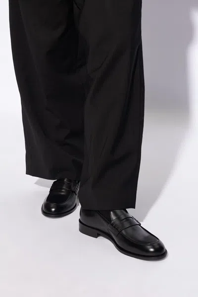 Giorgio Armani Leather Loafers In Black