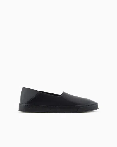 Giorgio Armani Leather Loafers In Black
