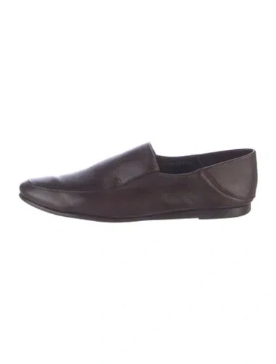 Pre-owned Giorgio Armani Leather Loafers In Brown