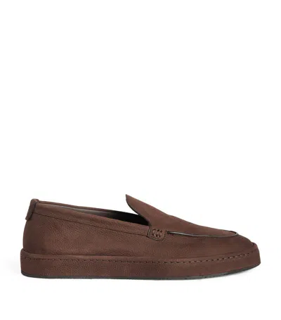 Giorgio Armani Leather Loafers In Brown