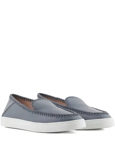 Giorgio Armani Leather Loafers In Gray