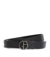 Giorgio Armani Leather Logo Belt In Black