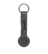 Giorgio Armani Leather Logo Keyring In Gray