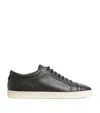 Giorgio Armani Whipstitch-trim Leather Sneakers In Black
