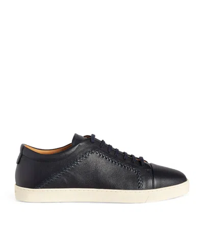Giorgio Armani Leather Low-top Trainers In Blue
