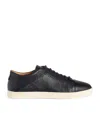 Giorgio Armani Leather Low-top Sneakers In Blue