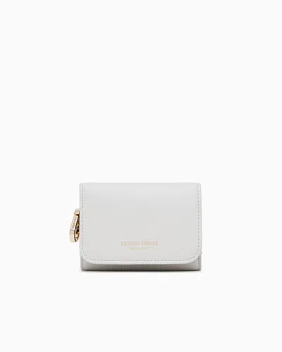 Giorgio Armani Leather Mini Trifold Wallet In White