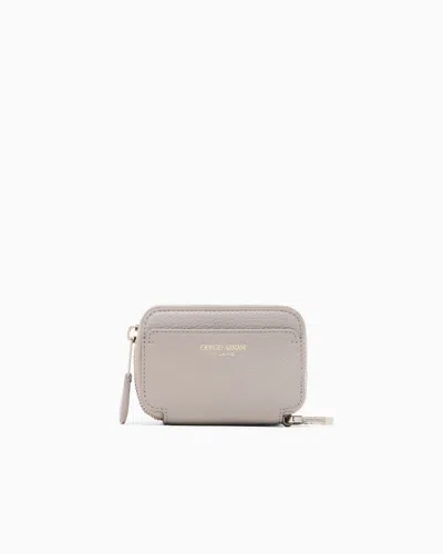 Giorgio Armani Leather Mini Wraparound-zip Wallet In Beige