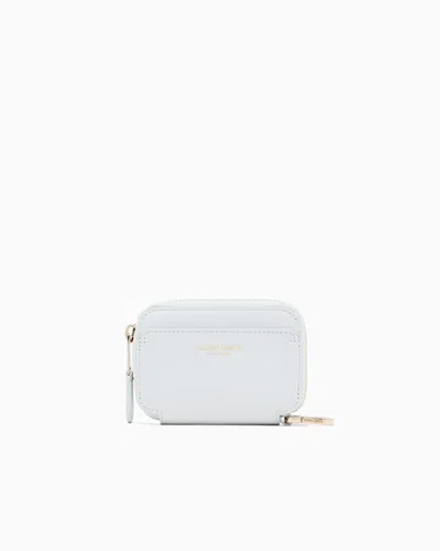 Giorgio Armani Leather Mini Wraparound-zip Wallet In White