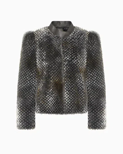Giorgio Armani Leather Outerwear In Animal Print