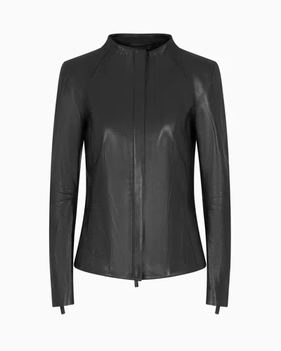Giorgio Armani Leather Outerwear In Black