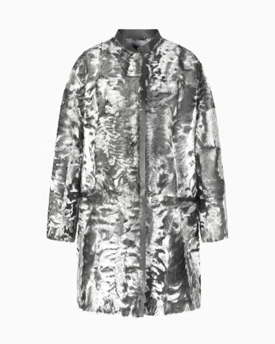 Giorgio Armani Leather Outerwear In Gray