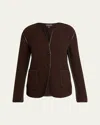 Giorgio Armani Leather Piping Cashmere Fleece Short Coat In Black