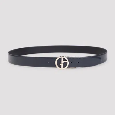 Giorgio Armani Leather Plate Belt With 3.5cm Height In Purple