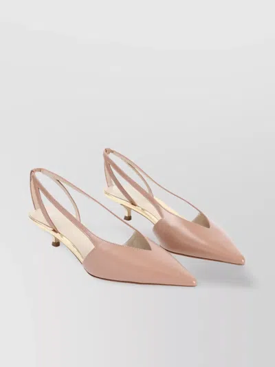 Giorgio Armani Leather Pointed Toe Pumps With Open Sides In Pink