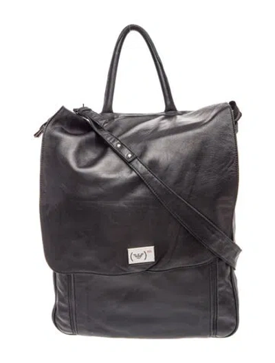 Pre-owned Giorgio Armani Leather Shoulder Bag In Black