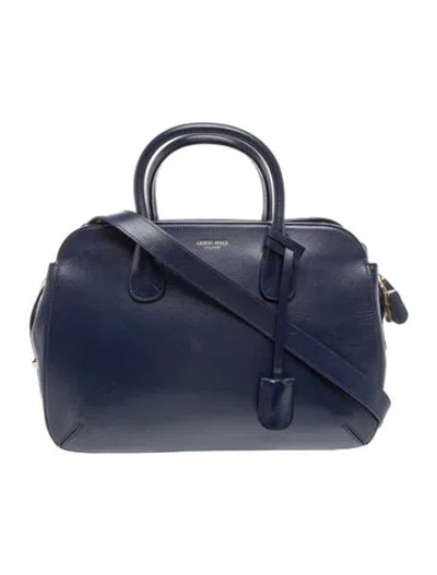 Pre-owned Giorgio Armani Leather Shoulder Bag In Blue