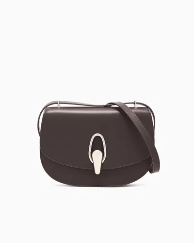 Giorgio Armani Leather Shoulder Bag In Brown