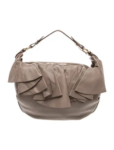 Pre-owned Giorgio Armani Leather Shoulder Bag In Neutral