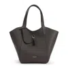 Giorgio Armani Logo Stamp Grained Leather Shoulder Bag In Gray