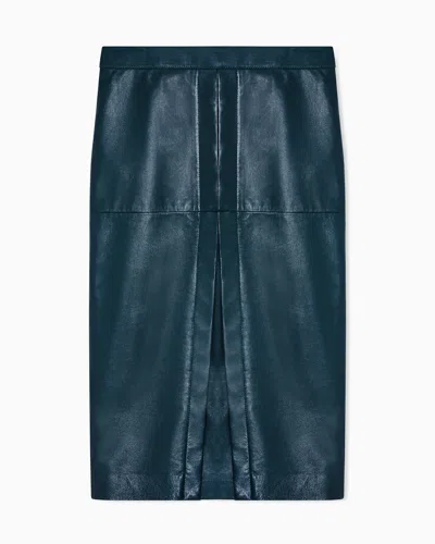 Giorgio Armani Leather Skirts In Blue