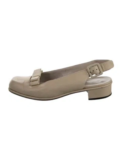Pre-owned Giorgio Armani Leather Slingback Flats In Green