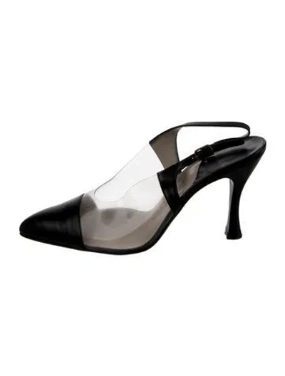 Pre-owned Giorgio Armani Leather Slingback Pumps In Black