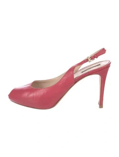 Pre-owned Giorgio Armani Leather Slingback Pumps In Pink