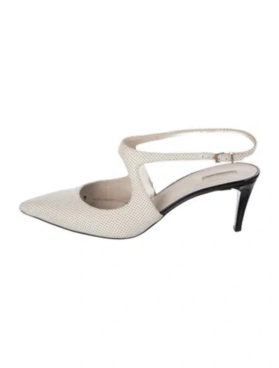 Pre-owned Giorgio Armani Leather Slingback Pumps In White