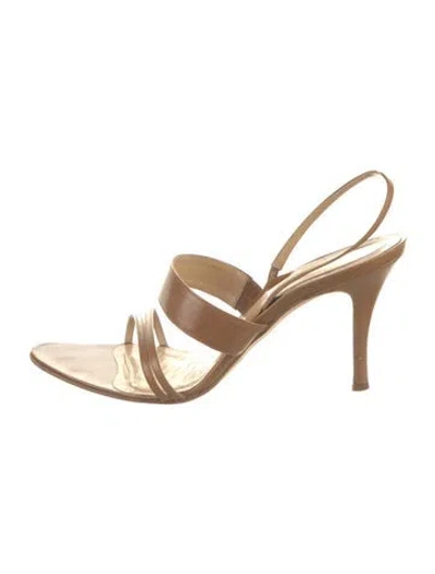 Pre-owned Giorgio Armani Leather Slingback Sandals In Brown