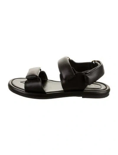 Pre-owned Giorgio Armani Leather Slingback Sandals W/ Tags In Black