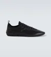 Giorgio Armani Leather Sneakers In Black