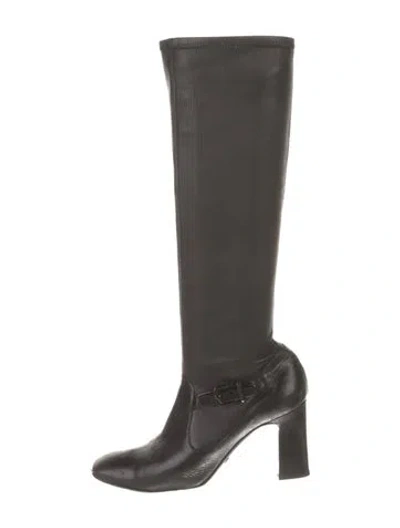 Pre-owned Giorgio Armani Leather Sock Boots In Gray