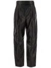 Giorgio Armani Black Leather Pant In Black