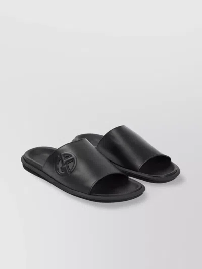 Giorgio Armani Leather Strap Slide Sandals