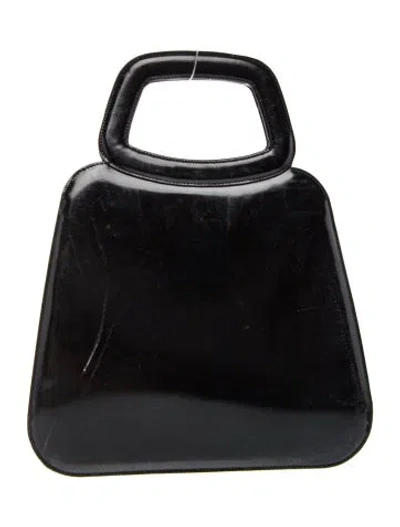 Pre-owned Giorgio Armani Leather Top Handle Bag In Black
