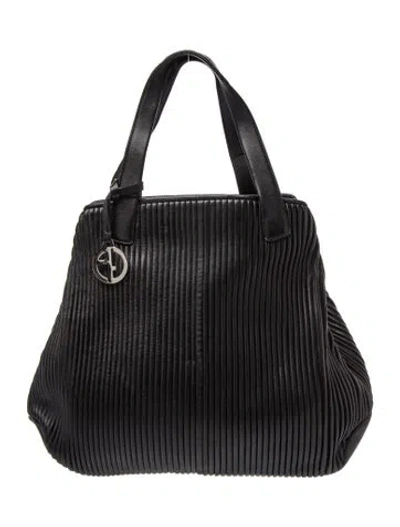 Pre-owned Giorgio Armani Leather Top Handle Bag In Black