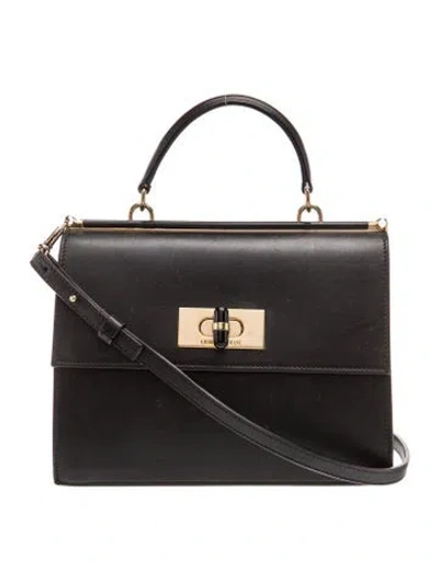 Pre-owned Giorgio Armani Leather Top Handle Bag In Black
