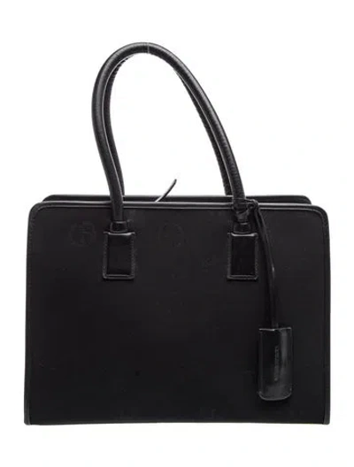 Pre-owned Giorgio Armani Leather Top Handle Bag In Black