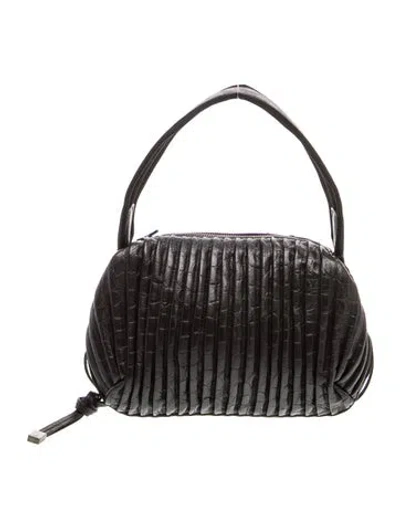 Pre-owned Giorgio Armani Leather Top Handle Bag In Black