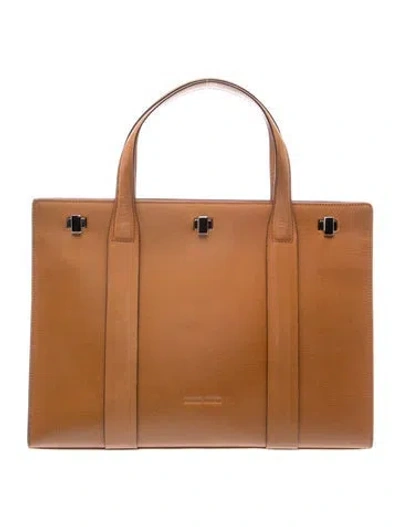 Pre-owned Giorgio Armani Leather Top Handle Bag In Brown