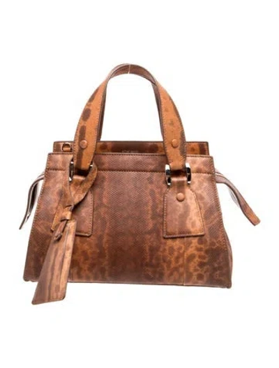 Pre-owned Giorgio Armani Leather Top Handle Bag In Brown