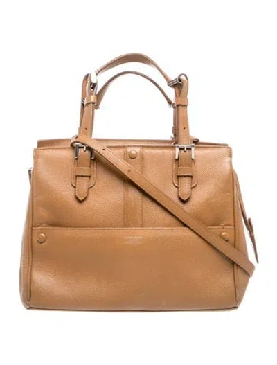 Pre-owned Giorgio Armani Leather Top Handle Bag In Neutrals