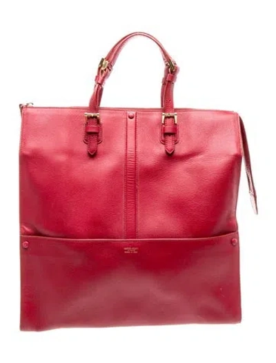 Pre-owned Giorgio Armani Leather Top Handle Bag In Red